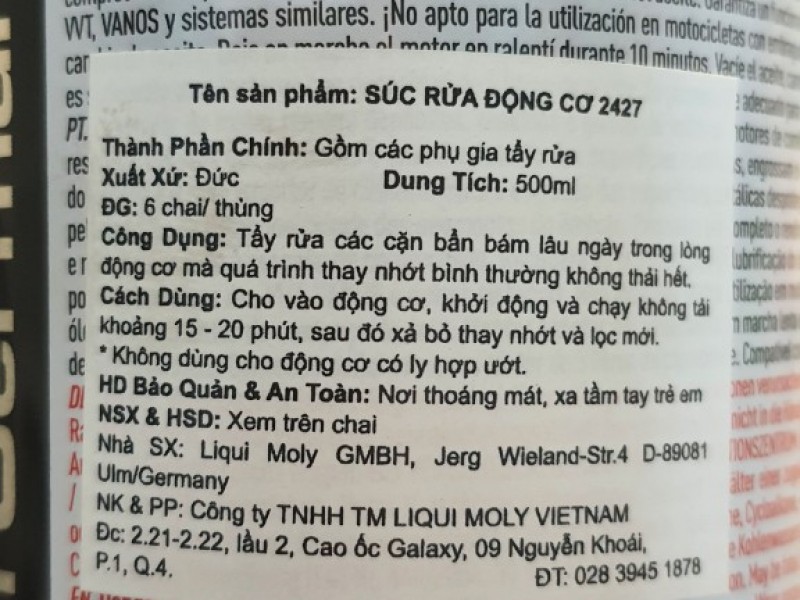 PHỤ GIA XÚC RỬA ĐỘNG CƠ